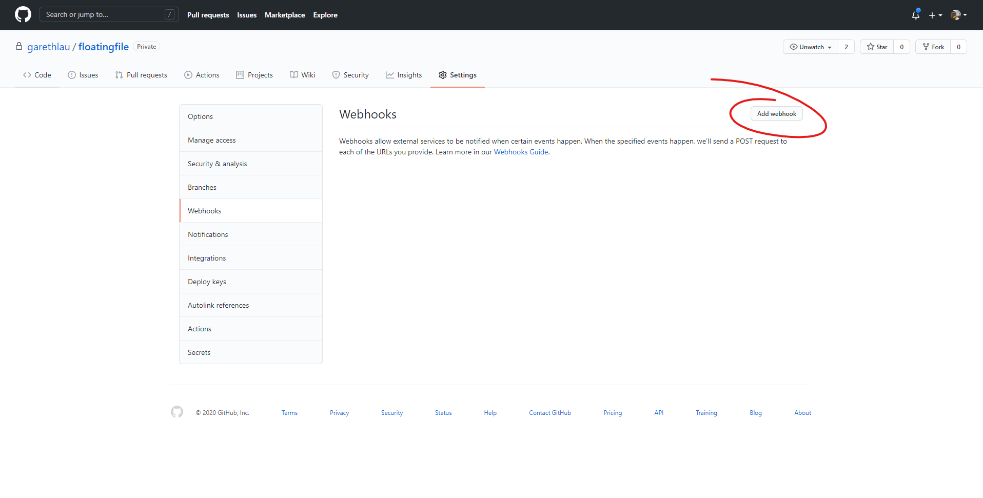 Github Webhook Panel